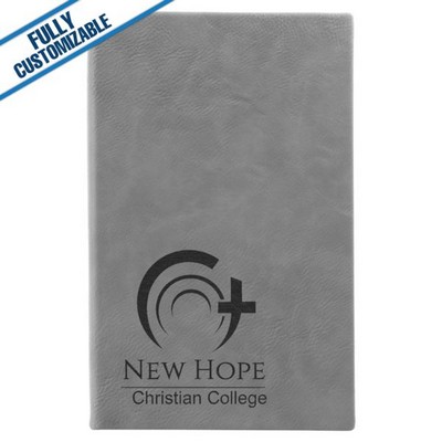 Gray Leatherette - 5.25X8.25" Lined Journal Notebook With Page Marker