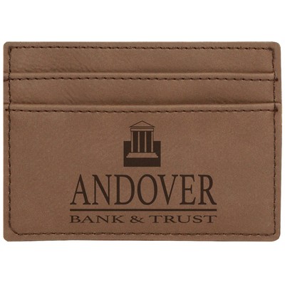 Dark Brown Wallet Clip, 4" x 2-3/4" Laserable Leatherette