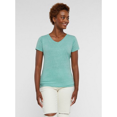 Live & Tell Ladies' Modern Fit V-Neck Short Sleeve Harborside Mélange Jersey T-Shirt