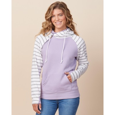 Ladies Stripe Double Hood Pullover