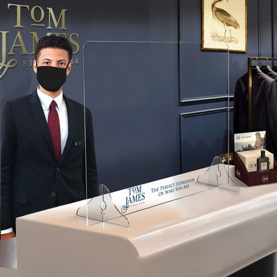 Horizontal Acrylic Table Top Sneeze Guard With Interlocking Legs And No Opening