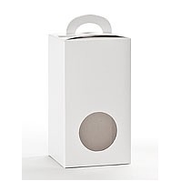 Vertical White Candy Tote Box w/Window (3½"x3"x6¼")