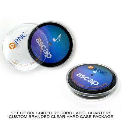 1-Sided Record Label Coasters - Sets of 6 - Custom Hard Case