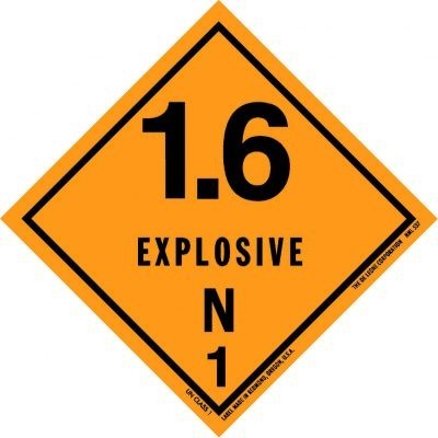1.6 Explosive N1 HazMat Vinyl Labels - 4" x 4"