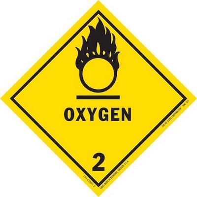 Oxygen Class 2 HazMat Vinyl Labels - 4" x 4"