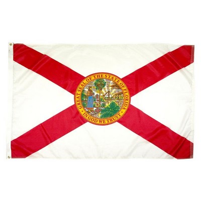 Florida Indoor Parade Flag w/Pole Hem And Fringe (3'x5')