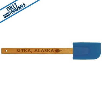 Blue - 11.75" Silicone Spatula With Bamboo Handle