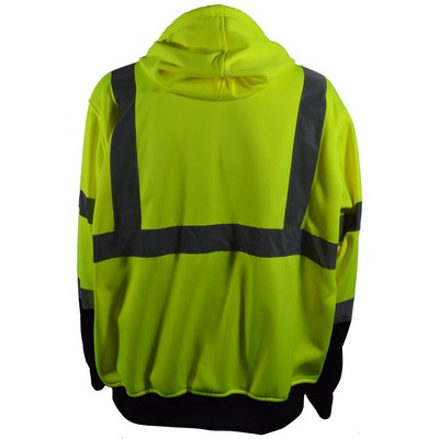ANSI Class 3 Lime with Black Bottom Two Tone Zip-Up Hooded Sweatshirt