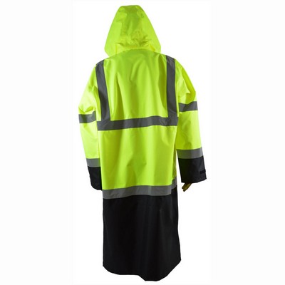 Ansi Class 3 Black Bottom Waterproof 48" Long Rain Coat