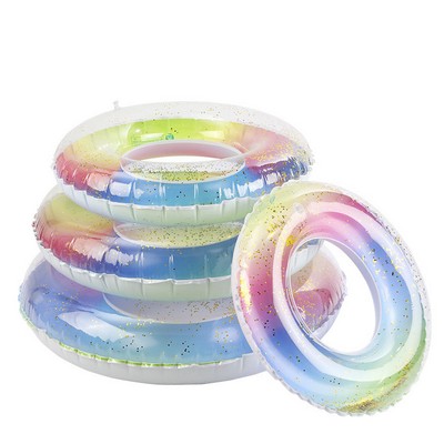Inflatable Sequin Gradient Swim Ring for Adult
