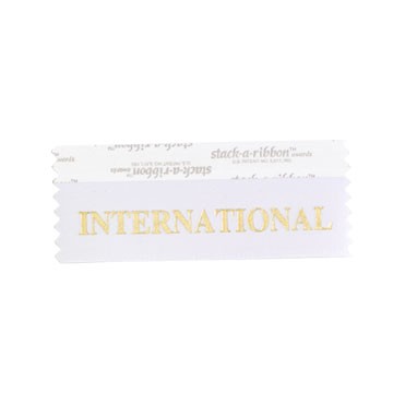 International Stk A Rbn White Ribbon Gold Imprin