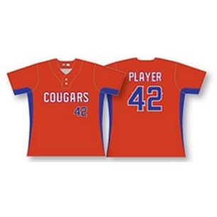 Two Button Up Solid Color Baseball Jersey w/Side Seam Contrast Color