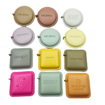 1.5m 60" Round or Square PU Leather Retractable Measuring Tape