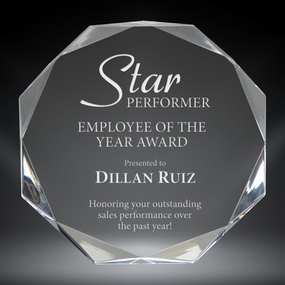 Octagon Acrylic Award, Clear, 6"H