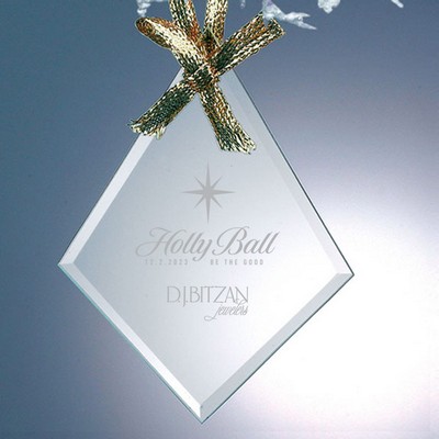 Beveled Jade Glass Ornament - Diamond