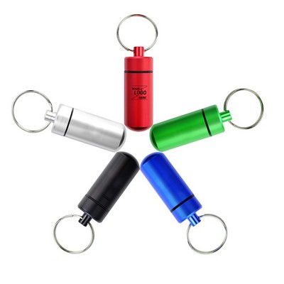Portable Aluminum Pill Box with Keychain