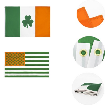 59"x35 1/2" St Patrick's Day/Irish Festival Polyester Shamrock/Lucky Clover Flag