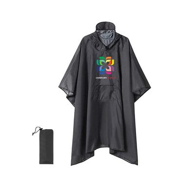 Adult Hooded Rain Poncho with Pocket