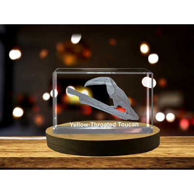 Yellow Throated Toucan 3D Engraved Crystal Keepsake w/LED Base