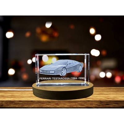 Ferrari Testarossa (1984–1996) 3D Engraved Crystal Trophy Award w/LED Base - Iconic Car Recognition