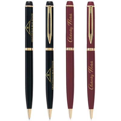 Carolingian Twist Action Ballpoint Pen w/Enamel Coated Barrel