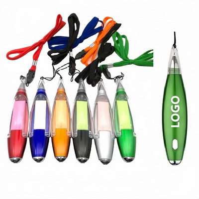 4-in-1 Portable Multifunctional ABS Ballpoint Pen w/Sticky Note & Lanyard & LED Light