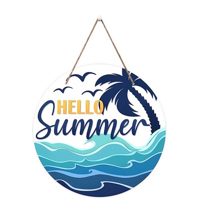 8'' X 8'' Round Wooden Happy Summer Front Door Sign