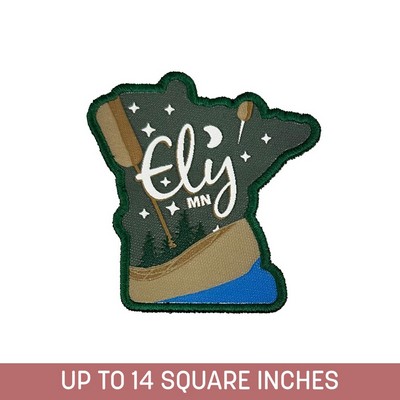 Custom Shape Woven Label Up To 14 Sq. Inches W/ Embroidery Backing And Embr