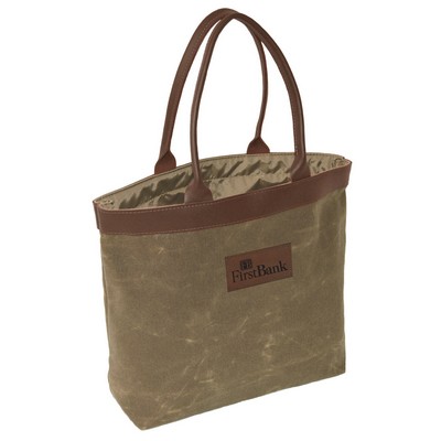 Medium Concert Tote with Leather Handles and Trim (14 Oz. Waxed Canvas)