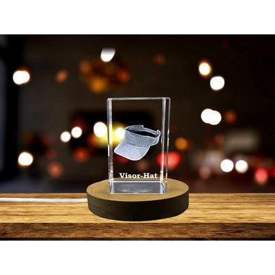 Visor Engraved Crystal Trophy Award w/LED Base