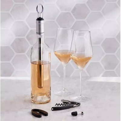 Wine Enthusiast Wine Bottle Chilling Rod W Aerator/Pourer & Accessories Set
