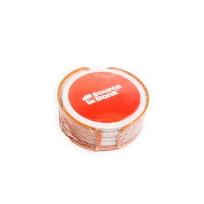 Orange Mesh Holder Gift Set w/ 4 Round Coasters