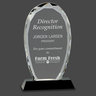 Crystal Gem Cut Oval Award on Black Crystal Base, Large (5-1/2" x 9"H)