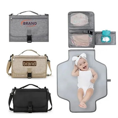 Portable Waterproof Diaper Changing Pad w/ Pillow & Storage