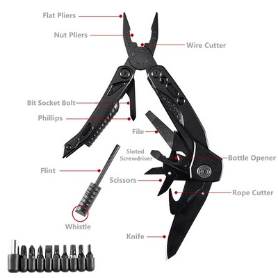 Multi Tools Pliers Flint w/Bits Set