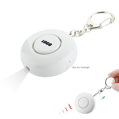 Round Safety Alarm Keychain w/LED Light