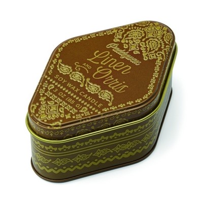 Station 3.5 Oz Orchre Bandana Patterned Tin - Linen & Orris