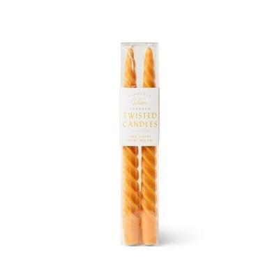 Twisted Taper 10" Tall Golden Boxed Candles, 2 Per Pack