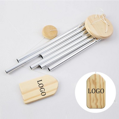 Custom Outdoor Home Décor Patio Wooden Wind Chime w/6 Metal Tubes & Hook