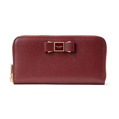 kate spade new york Morgan Bow Embellished Zip Around Continental Wallet - Autumnal Red