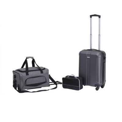 Triple Play 3Pc Travel Set - Hardside Carry-On Wheeled Luggage Duffel Packing Cube