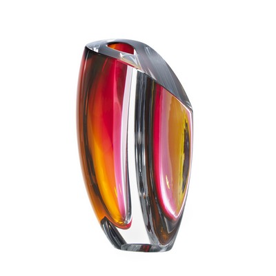 Kosta Boda Mirage Vase Gray/Red Large