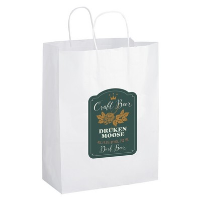 White Kraft Shopper with Full Color Digital Print (13 x 7 x 17)