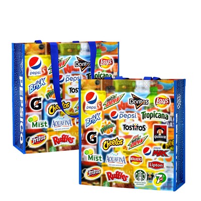 150g Full-Color Printed Laminated RPET Custom Tote Bag (15"x15"x9")