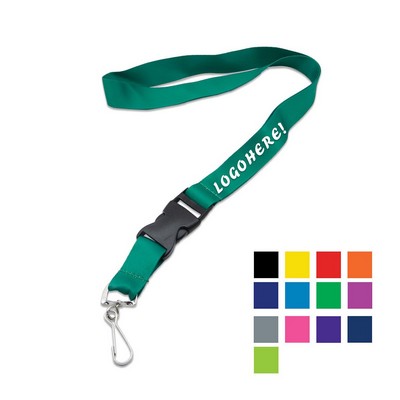 Custom 1" Polyester Lanyard w/ Swivel J Hook & Buckle Release
