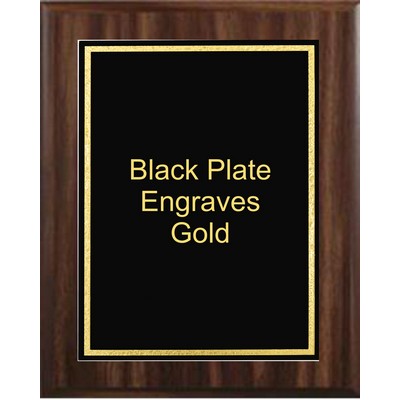 Walnut Plaque 9" x 12" - Black/Gold - 7" x 10" Florentine Frame Designer Plate