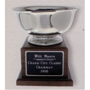6" Silver Plated Revere Bowl on Walnut Base