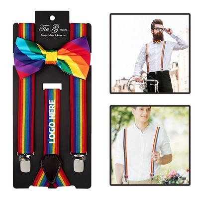 LGBT Pride Rainbow Bow Tie and Suspender Set