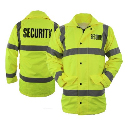 High Visibility Raincoat With Reflective Stripes (Lime Green)