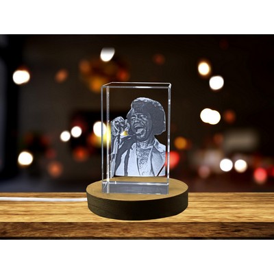 James Brown 3D Engraved Crystal Trophy Award - Godfather of Soul w/LED Base Light